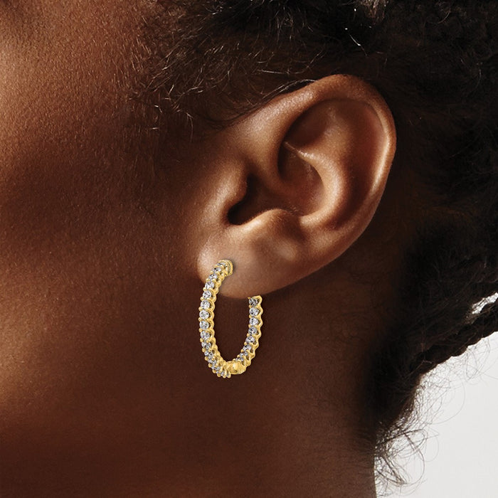 Buy Exclusive 14K Gold 1.6ct Diamond In/Out Hoop Earrings - 46mm Style-3