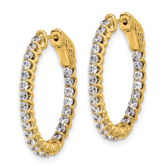 Shop 14K Gold 1.6ct Oval Hoop Diamond Earrings - Stylish Safety Clasp 46x2.0mm