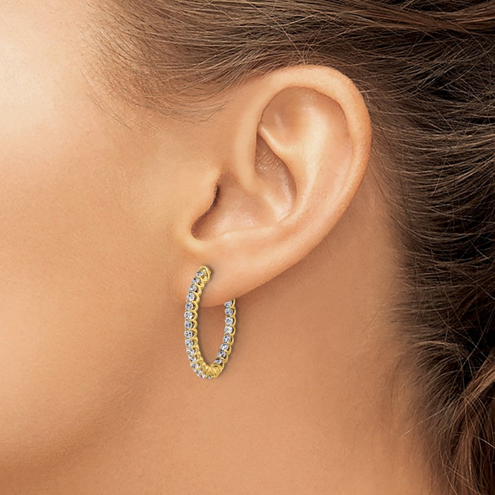 Shop 14K Gold 1.6ct Oval Hoop Diamond Earrings - Stylish Safety Clasp 46x2.0mm-3