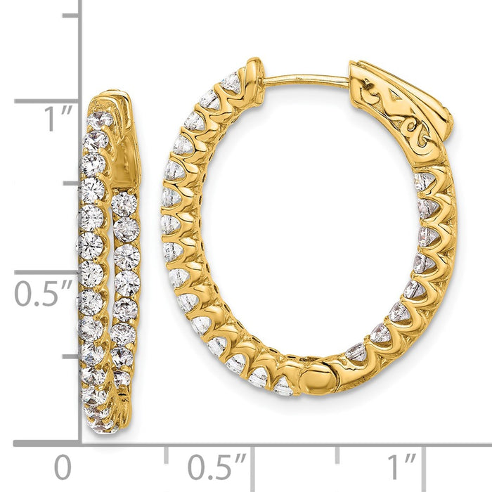 Shop 14K Gold 1.6ct Oval Hoop Diamond Earrings - Stylish Safety Clasp 46x2.0mm-4