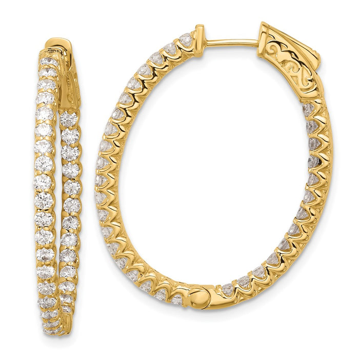 Shop Stylish 14K Gold 2.3ct Oval Hoop Diamond Earrings - 66 x 2.0mm-1