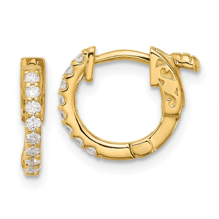 High-Quality 14K Gold .24ct Diamond Round Hoop Earrings - Stylish 16x1.5mm-1