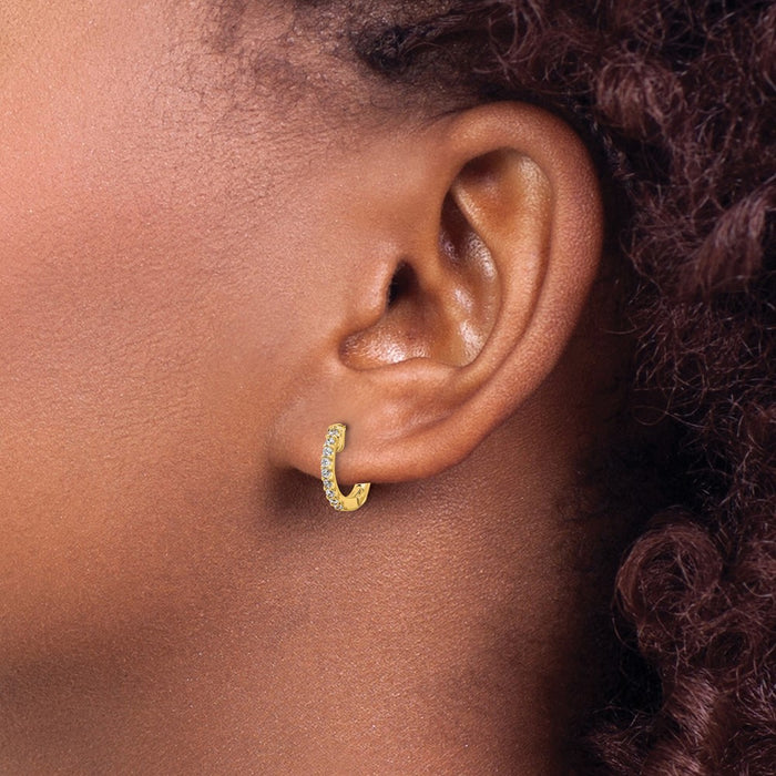 High-Quality 14K Gold 0.18ct Diamond Round Hoop Earrings - Stylish Value!-3