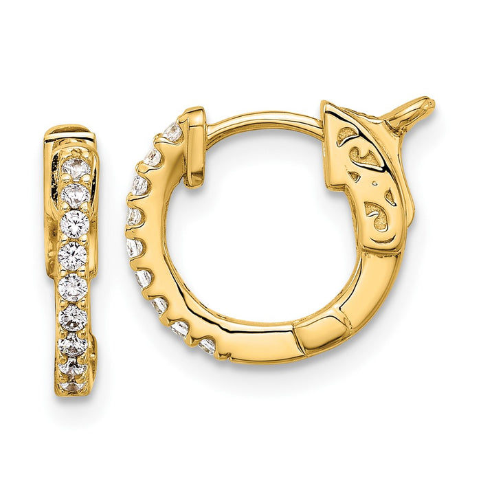 High-Quality 14K Gold 0.18ct Diamond Round Hoop Earrings - Stylish Value!-1