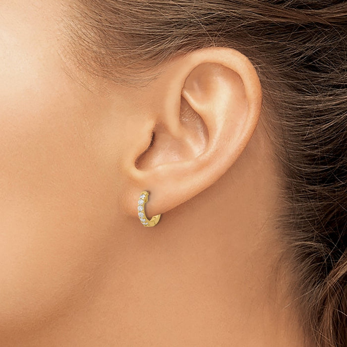 Buy Exclusive 14K Gold .42ct Round Diamond Hoop Earrings - Stylish 12-2.0mm!-3