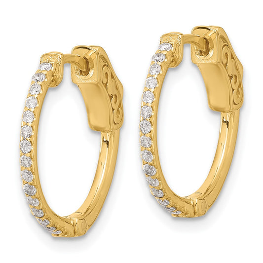 High-Quality 14K Gold 0.3ct Round Diamond Hoop Earrings - Stylish & Secure