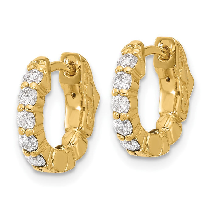Designer 14K Gold .46ct Round Diamond Hoop Earrings | Stylish & Secure 10-2.25mm-2