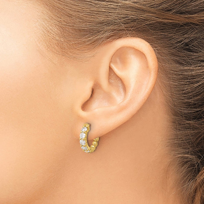 Buy Stylish 14K Gold 1.5ct Diamond Round Hoop Earrings (10-3.5mm)-3