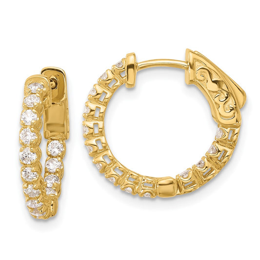 Buy Stylish 14K Gold .62ct Diamond In/Out Hoop Earrings - 28mm x 1.75mm