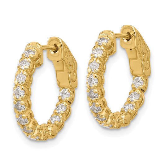 Shop Stylish 14K Gold .84ct Diamond Hoop Earrings - 24mm, Safety Clasp, Affordable!