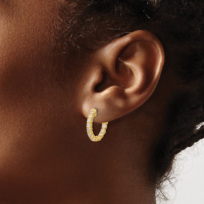 Shop Stylish 14K Gold .84ct Diamond Hoop Earrings - 24mm, Safety Clasp, Affordable!-3