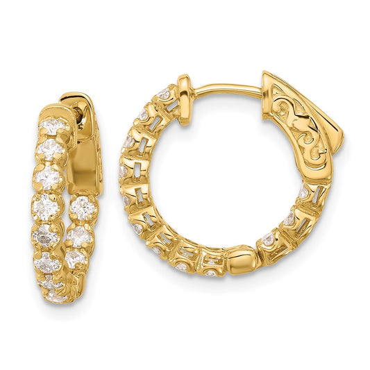 Shop Stylish 14K Gold .84ct Diamond Hoop Earrings - 24mm, Safety Clasp, Affordable!
