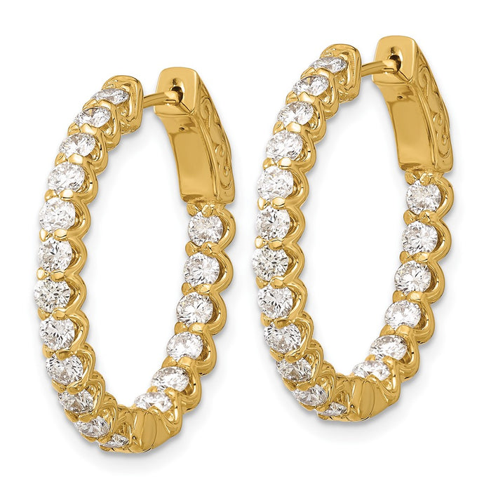 Exclusive 14K Gold 2.1ct Oval Hoop Diamond Earrings - Stylish 36x2.5mm Design-2