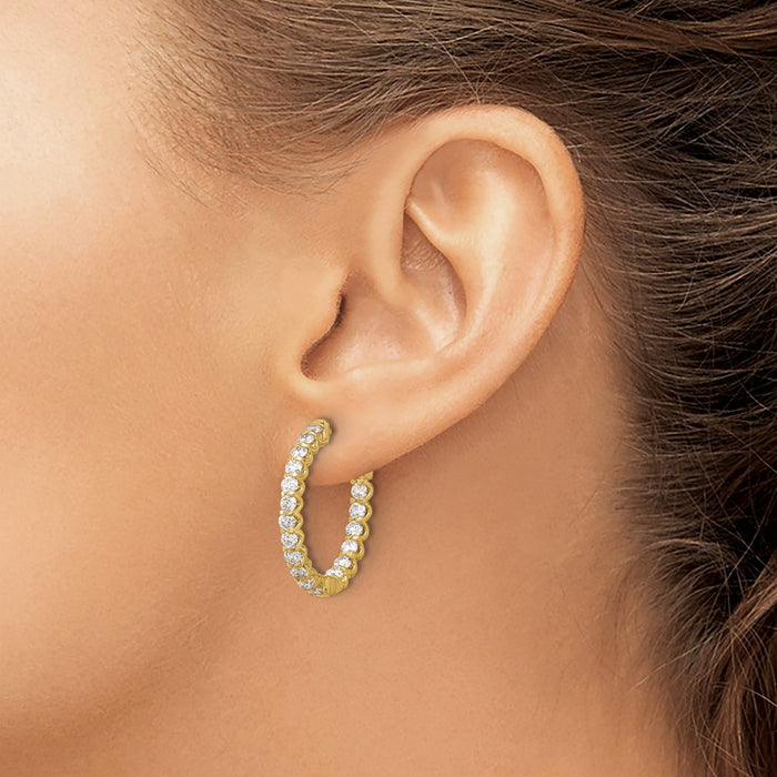 Exclusive 14K Gold 2.1ct Oval Hoop Diamond Earrings - Stylish 36x2.5mm Design-3