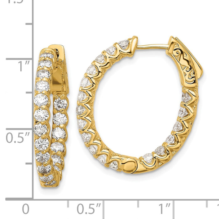 Exclusive 14K Gold 2.1ct Oval Hoop Diamond Earrings - Stylish 36x2.5mm Design-4