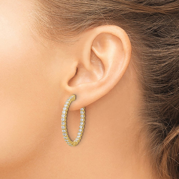 Shop Exclusive 14K Gold 2.9ct Diamond Oval Hoop Earrings - Stylish & Secure-3