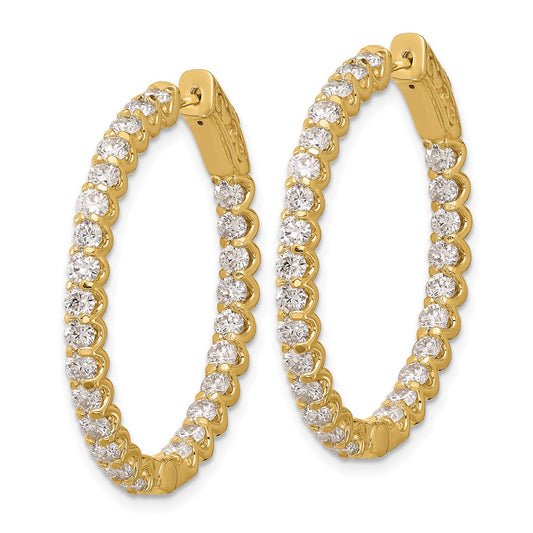 High-Quality 14K Gold 3.1ct Oval Hoop Earrings - Stylish Diamond Accents!