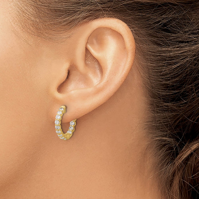Exclusive 14K Gold 1.41ct Diamond Hoop Earrings - Stylish 24-2.5mm Design-3