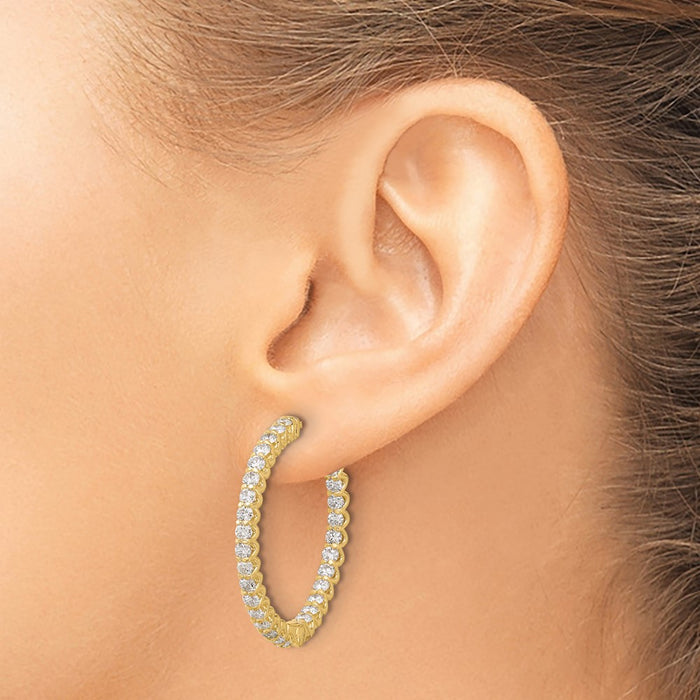 Buy Stylish 14K Gold 2.9ct Diamond Hoop Earrings - 58mm x 2.3mm, Luxury Design-3