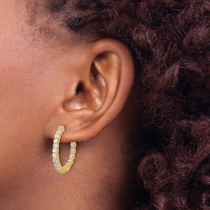 Exclusive 14K Gold In/Out Hoop Earrings 2.42ct - Stylish 38mm x 2.2mm-3