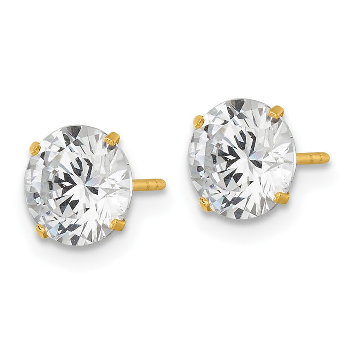 Shop 14K Gold Polished 7mm Round CZ Stud Earrings - Stylish Luxury Value-2