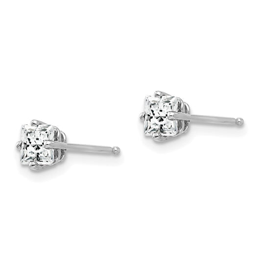 Shop Exclusive 14K White Gold 4mm Cubic Zirconia Stud Earrings - Stylish Value!