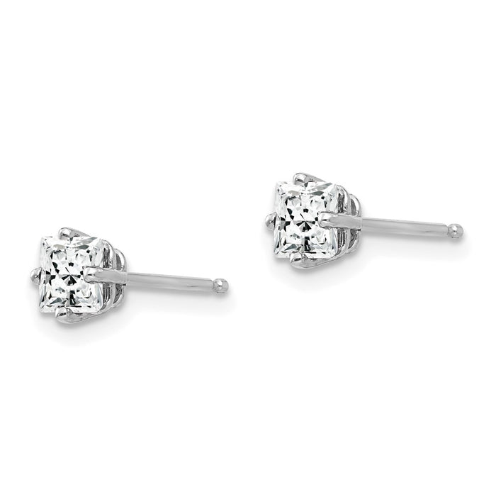 Shop Exclusive 14K White Gold 4mm Cubic Zirconia Stud Earrings - Stylish Value!-2
