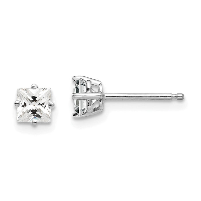 Shop Exclusive 14K White Gold 4mm Cubic Zirconia Stud Earrings - Stylish Value!-1