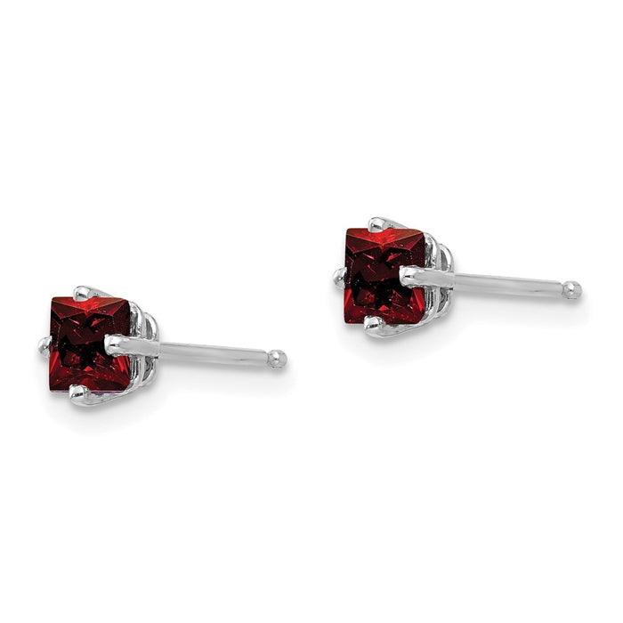 Exclusive 14K White Gold 4mm Garnet Stud Earrings - Stylish & Affordable!-2