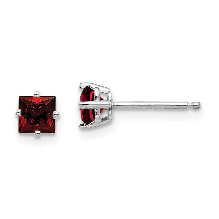 Exclusive 14K White Gold 4mm Garnet Stud Earrings - Stylish & Affordable!-1