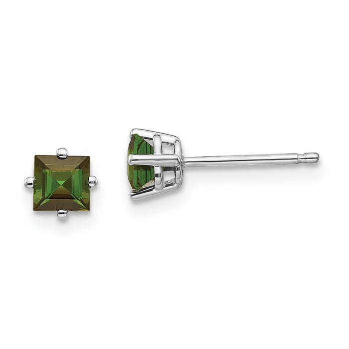 Designer 14K White Gold Green Tourmaline Drop Earrings - Stylish & Affordable!-1