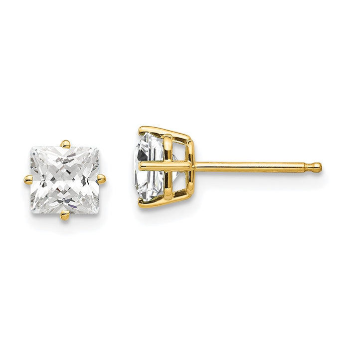 Shop Stylish 14K Gold 5mm Cubic Zirconia Stud Earrings - Affordable Luxury!-1