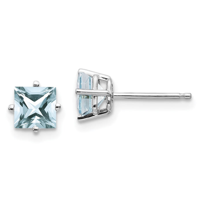 Exclusive 14K White Gold Aquamarine Drop Earrings - Stylish Design, Affordable Price-1