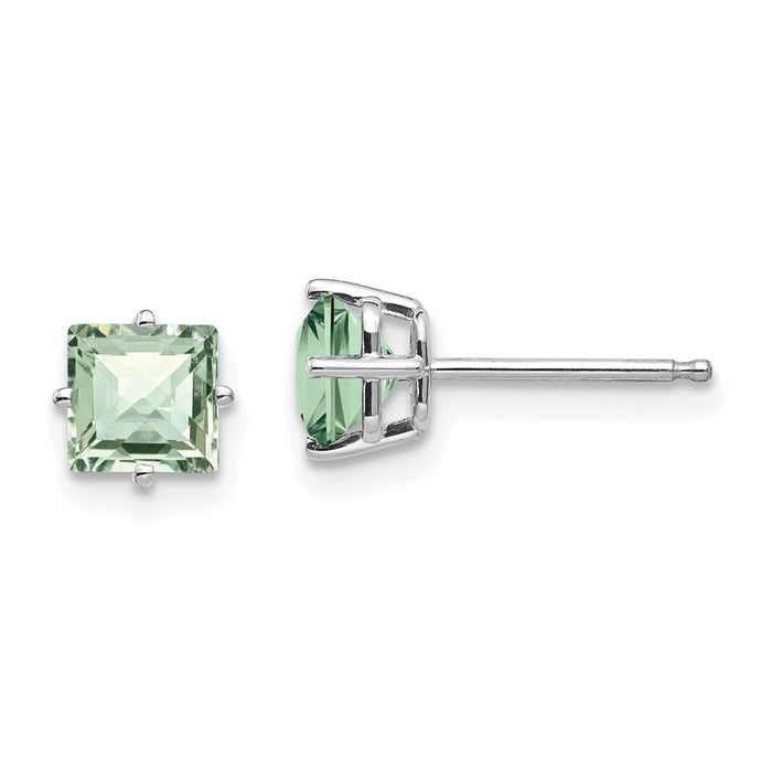Exclusive 14K Gold 5mm Checker-Cut Green Quartz Earrings - Stylish Value-1