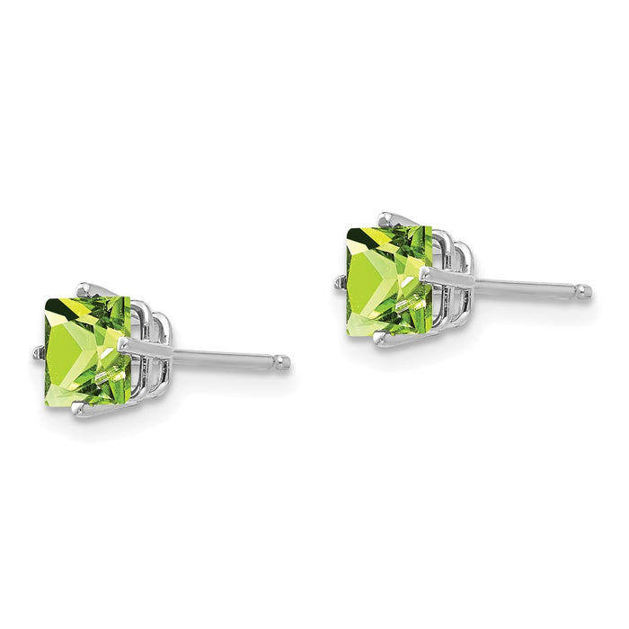 Buy 14K White Gold 5mm Square Step-Cut Peridot Earrings | Stylish Luxury Value-2