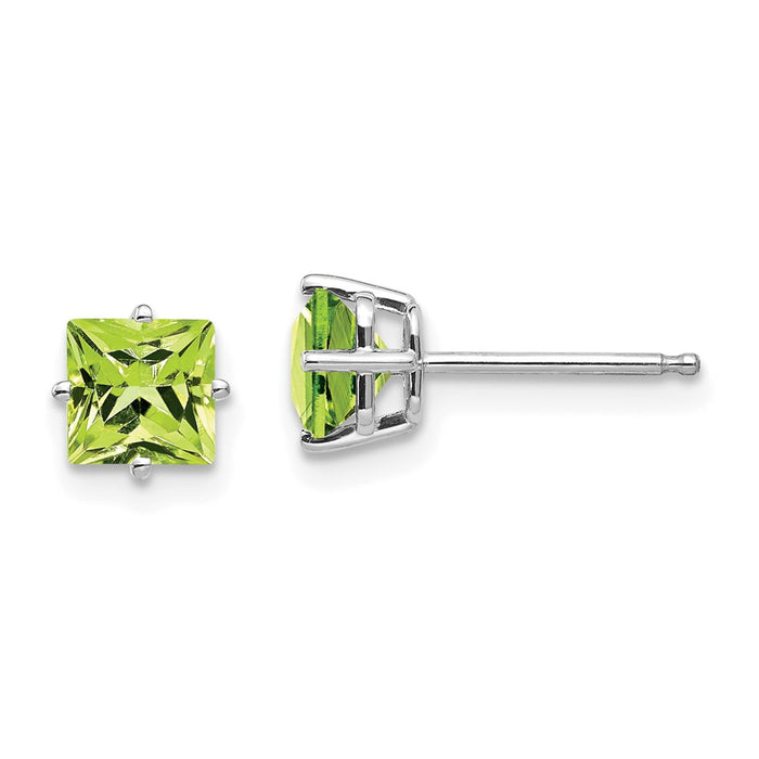 Buy 14K White Gold 5mm Square Step-Cut Peridot Earrings | Stylish Luxury Value-1