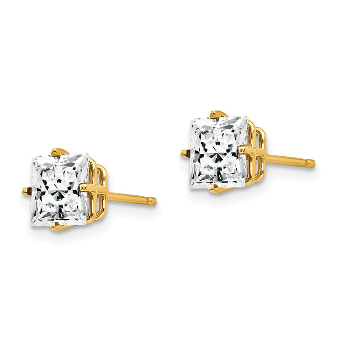 High-Quality 14K Gold 6mm Princess Cut CZ Stud Earrings - Stylish Value Buy-2