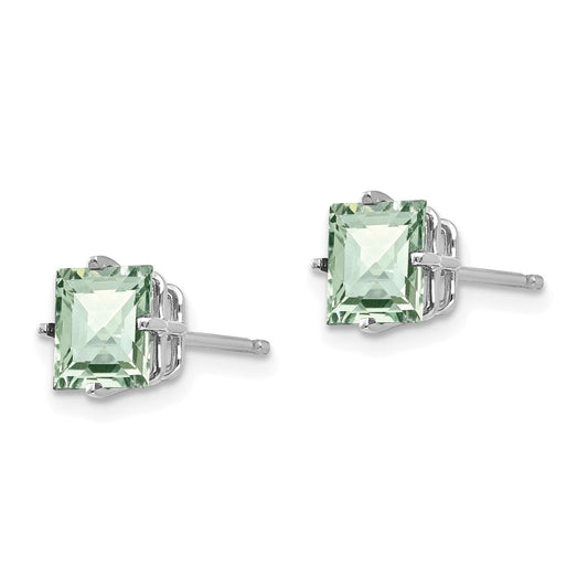 Shop Exclusive 14K Gold 6mm Square Checker-Cut Green Quartz Earrings - Stylish Value