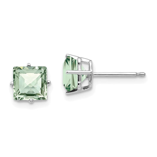 Shop Exclusive 14K Gold 6mm Square Checker-Cut Green Quartz Earrings - Stylish Value