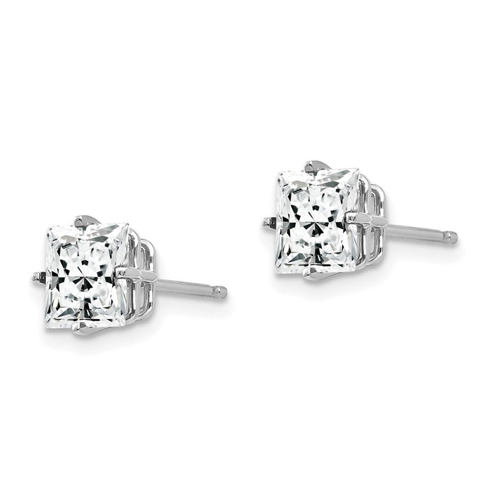 Shop Exclusive 14K White Gold 6mm Princess Cut CZ Stud Earrings - Luxury Value-2