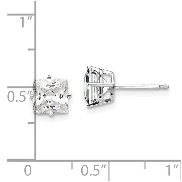 Shop Exclusive 14K White Gold 6mm Princess Cut CZ Stud Earrings - Luxury Value-4