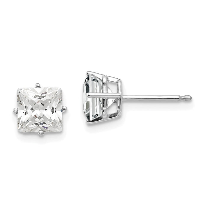 Shop Exclusive 14K White Gold 6mm Princess Cut CZ Stud Earrings - Luxury Value-1