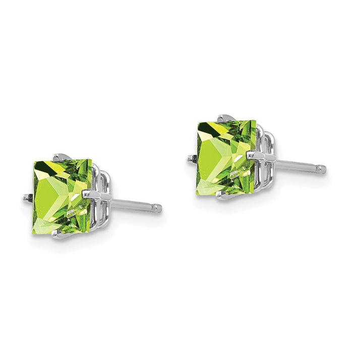 Exclusive 14K White Gold Peridot Earrings 6mm - Stylish & Affordable Luxury-2