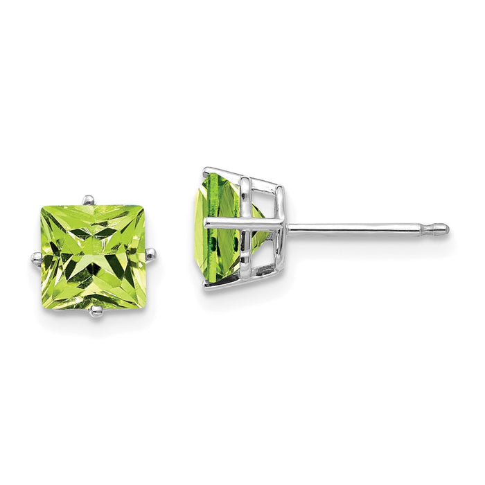 Exclusive 14K White Gold Peridot Earrings 6mm - Stylish & Affordable Luxury-1