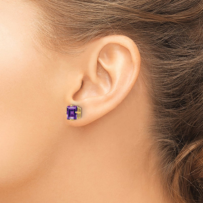 Shop Stylish 14K Gold 7mm Princess Cut Amethyst Stud Earrings - Affordable Luxury-3