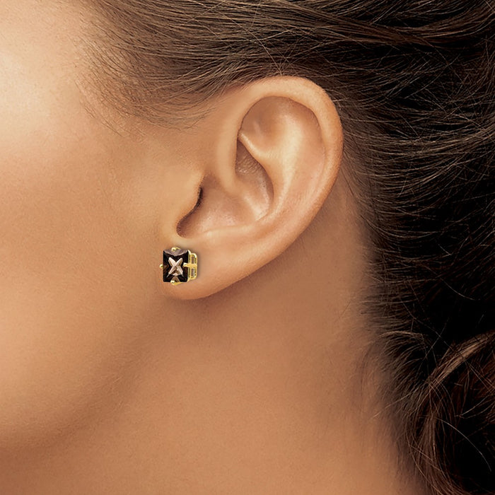 Buy Stylish 14K Gold 7mm Square Smoky Quartz Stud Earrings - Luxury Value!-3