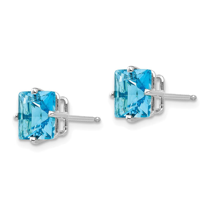 Shop Exclusive 14K White Gold 7mm Blue Topaz Stud Earrings - Luxury Style!-2