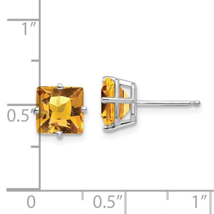 Shop Exclusive 14K White Gold 7mm Princess Cut Citrine Stud Earrings - Luxury Value-4
