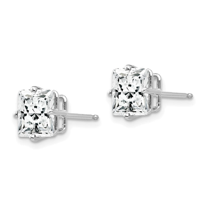 Shop 14K White Gold 7mm Cubic Zirconia Stud Earrings - Stylish Luxury Value!-2