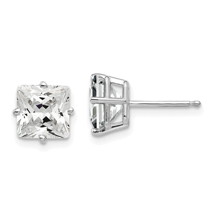 Shop 14K White Gold 7mm Cubic Zirconia Stud Earrings - Stylish Luxury Value!-1